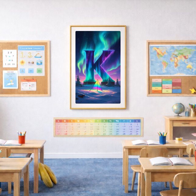 Aurora Letter K Poster | Northern Lights Art (Creator Uploaded)