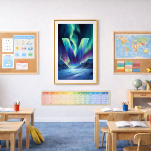 Aurora Letter V Poster   Northern Lights Art