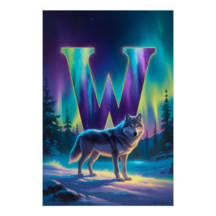 Aurora Letter W Poster Northern Lights Art