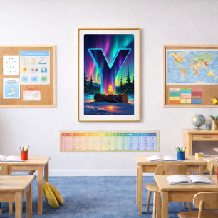 Aurora Letter Y Poster   Northern Lights Art