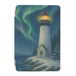 Aurora Lighthouse Christmas Card iPad Mini Cover