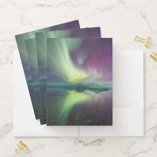 Aurora Lights in Lagoon | Jokulsarlon, Iceland Pocket Folder