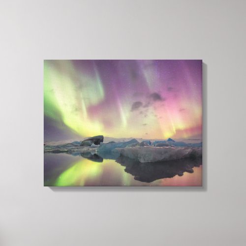 Aurora Lights Reflect in Lagoon Canvas Print