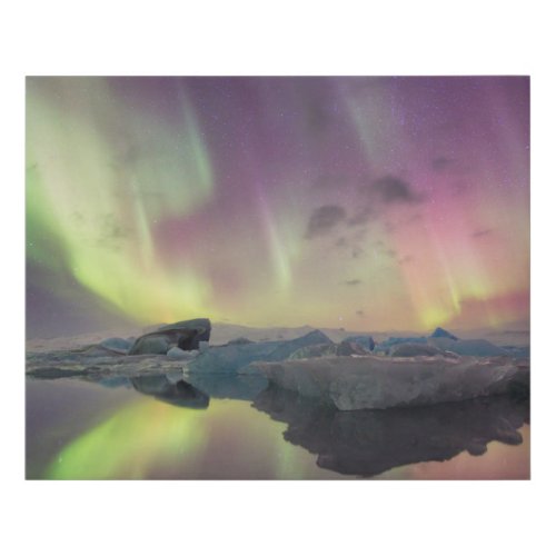 Aurora Lights Reflect in Lagoon Faux Canvas Print