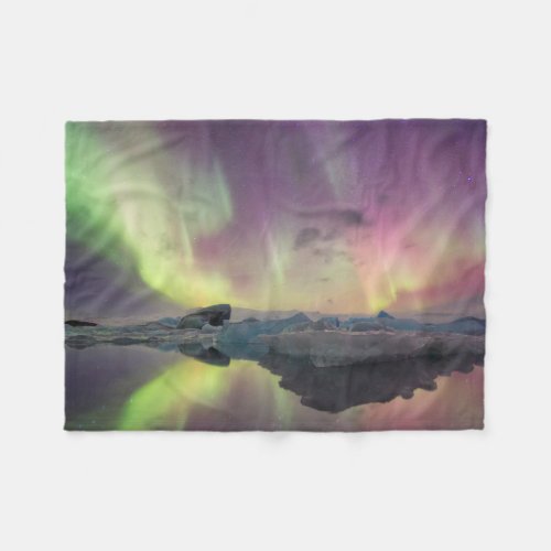 Aurora Lights Reflect in Lagoon Fleece Blanket