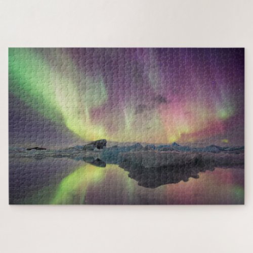 Aurora Lights Reflect in Lagoon Jigsaw Puzzle