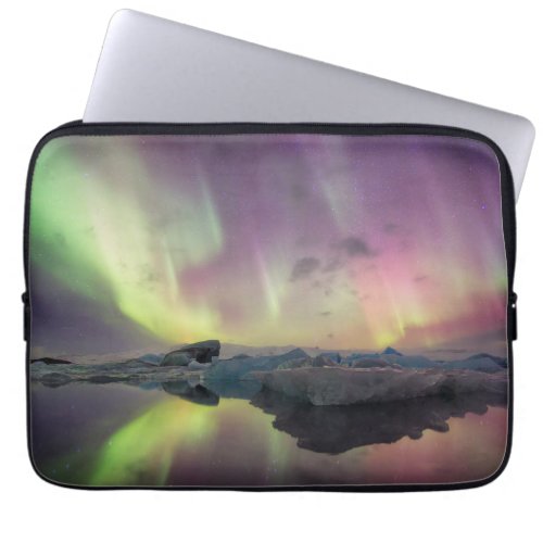 Aurora Lights Reflect in Lagoon Laptop Sleeve