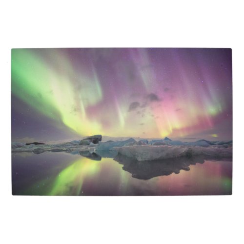 Aurora Lights Reflect in Lagoon Metal Print