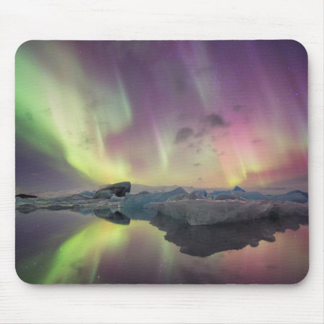 Aurora Lights Reflect in Lagoon Mouse Pad (Front)