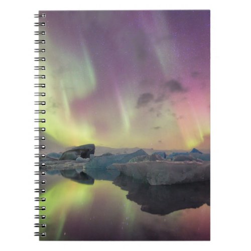 Aurora Lights Reflect in Lagoon Notebook