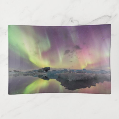 Aurora Lights Reflect in Lagoon Trinket Tray