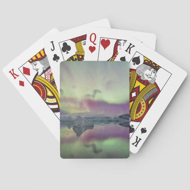 Aurora Lights Reflect Lagoon | Iceland Poker Cards (Back)
