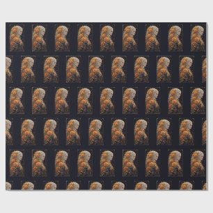 Aurora Marigold Crown Starry Night Wrapping Paper