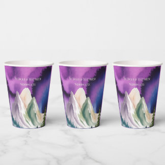 Aurora Mountain Wedding Paper Cups