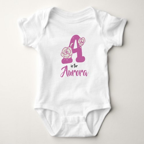 Aurora Name Baby Outfit Letter A Romper Floral