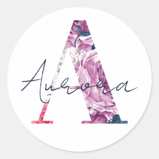 Aurora Name Custom Sticker Girls Label Floral A