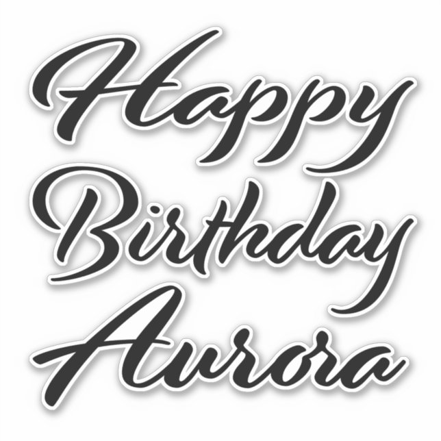 Aurora name first name black Sticker birthday (Front)