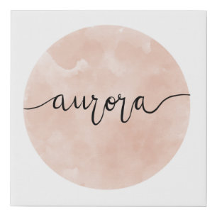 Aurora Name Hand Lettered Faux Wrapped Canvas