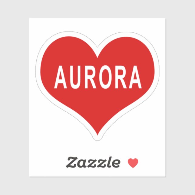 AURORA NAME Red Love Heart Vinyl Sticker (Sheet)