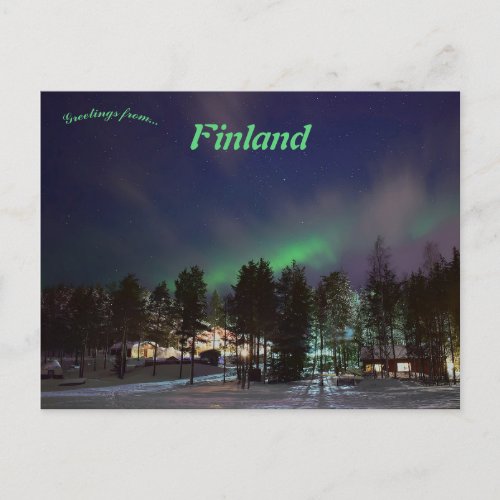 Aurora Night Sky in Finland Postcard