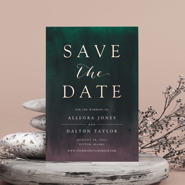 Aurora | Northern Lights Foil Save the Date Card (Creator Uploaded)