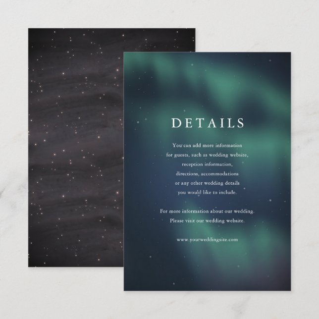 Aurora Northern Lights Wedding Details Card (Front/Back)