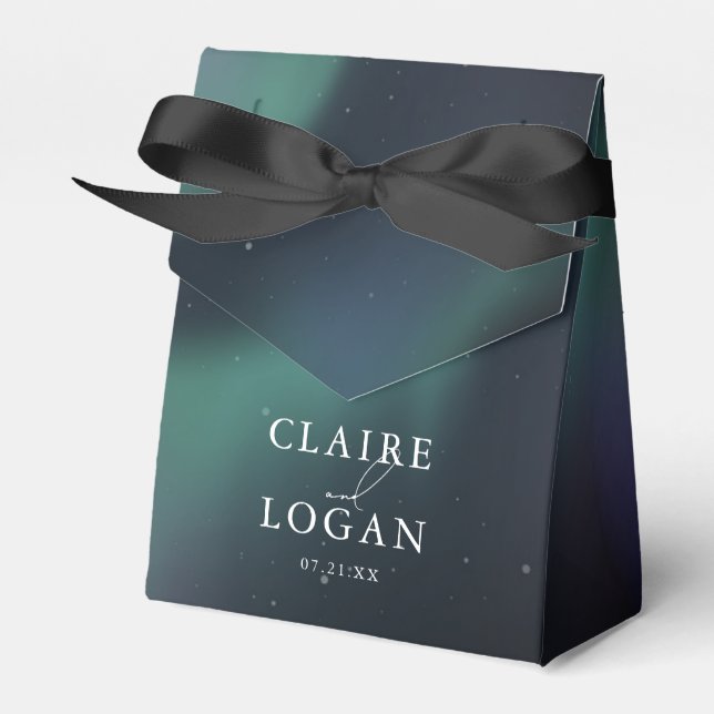 Aurora Northern Lights Wedding Favor Boxes (Front Side)