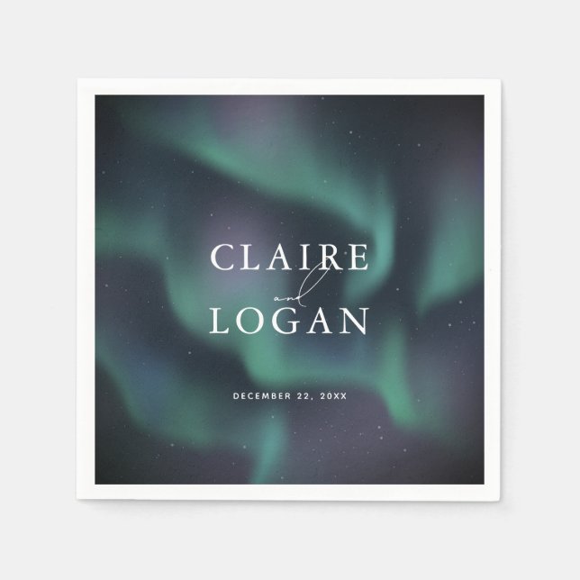 Aurora Northern Lights Wedding Napkins (Front)