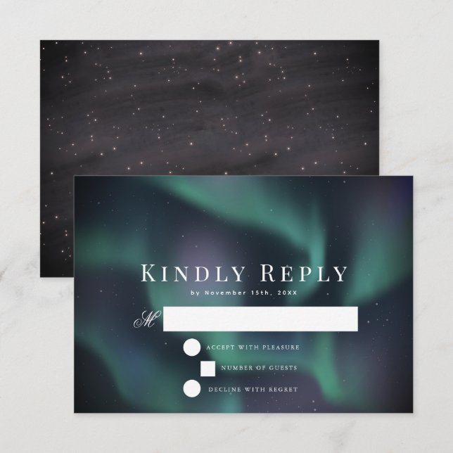 Aurora Northern Lights Wedding RSVP Card (Front/Back)