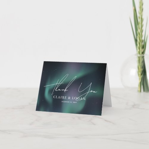 Aurora Northern Lights Wedding Thank You Card