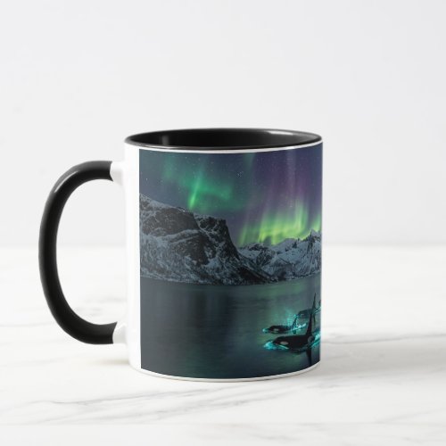 Aurora Orcas Arctic Night Wraparound Black Mug