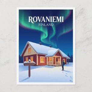 Aurora Over Santa Claus Village Rovaniemi Finland Postcard