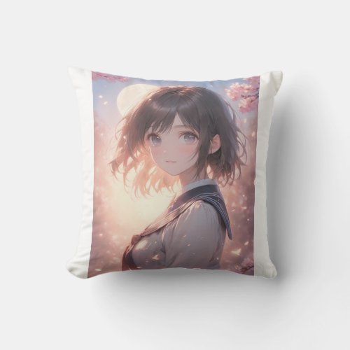 Aurora over the Gothic Castle Portrait of a Young Throw Pillow