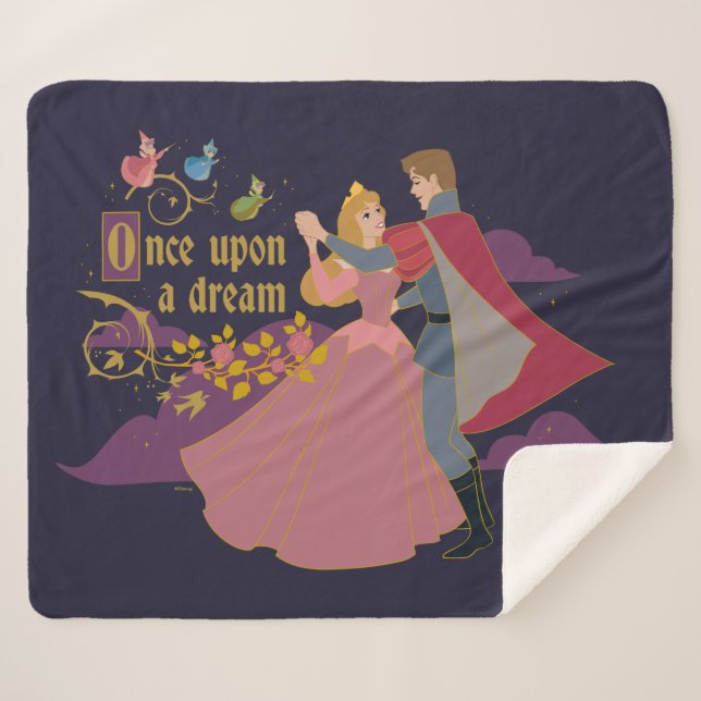 Aurora & Phillip Once Upon a Dream Waltz Sherpa Blanket (Front (Horizontal))