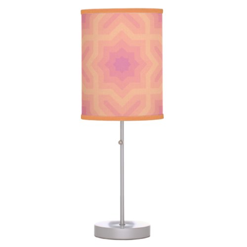 Aurora Pink Fuzzy Peach Stars Pattern  Table Lamp