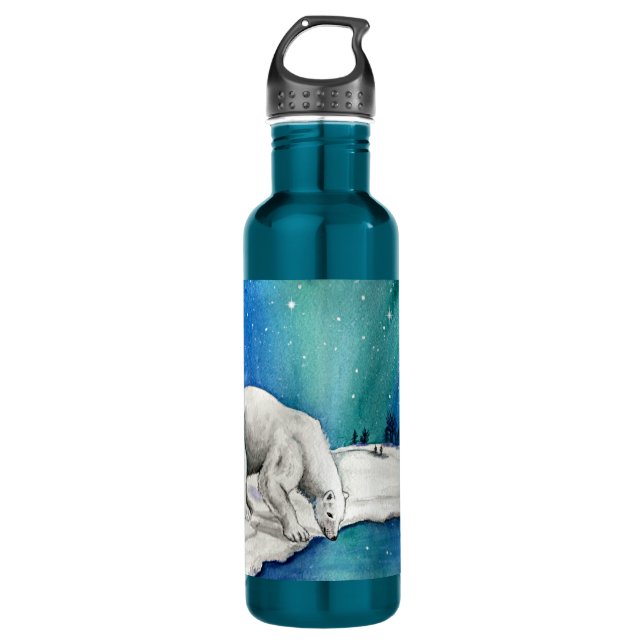 Aurora Polar Bear Stainless Steel Water Bottle (Front)