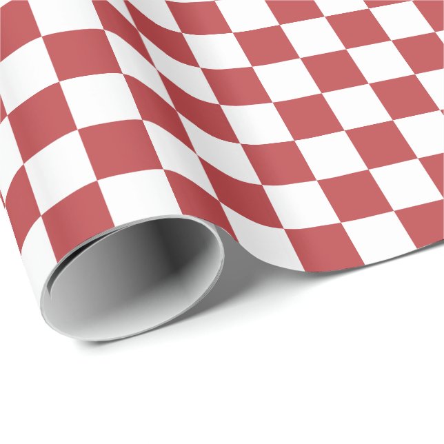 Aurora Red and White Checkered Wrapping Paper (Roll Corner)