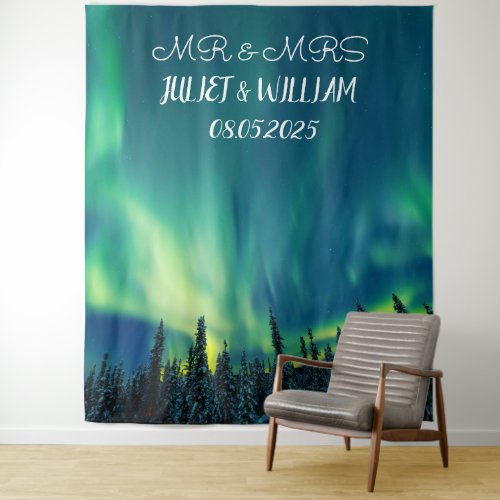 Aurora Script Mr  Mrs Wedding Backdrop banner