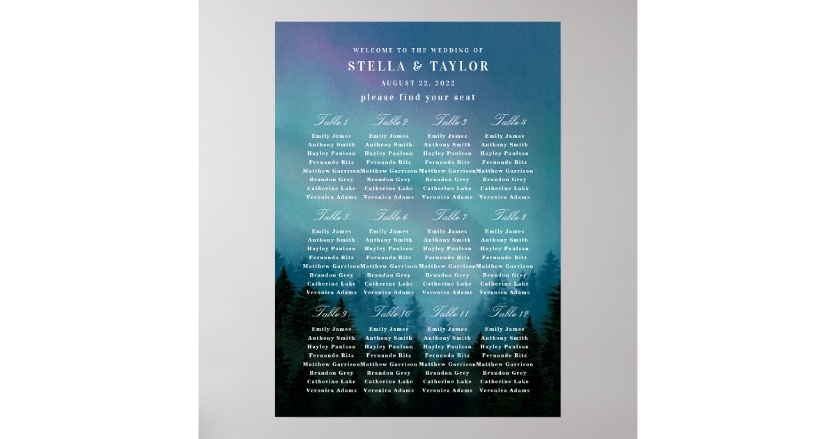 Aurora Seating Chart Zazzle