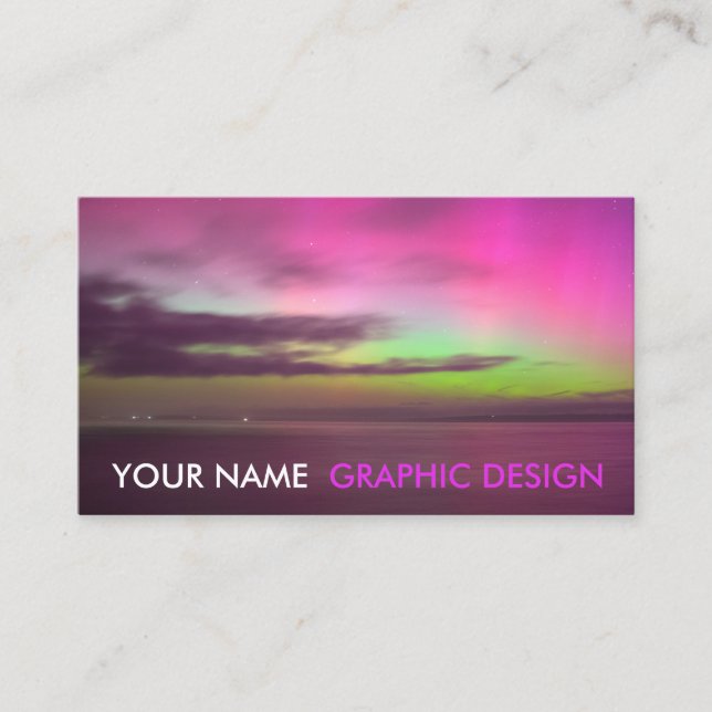 Aurora Southern Lights Photo Graphic Design Business Card (Front)