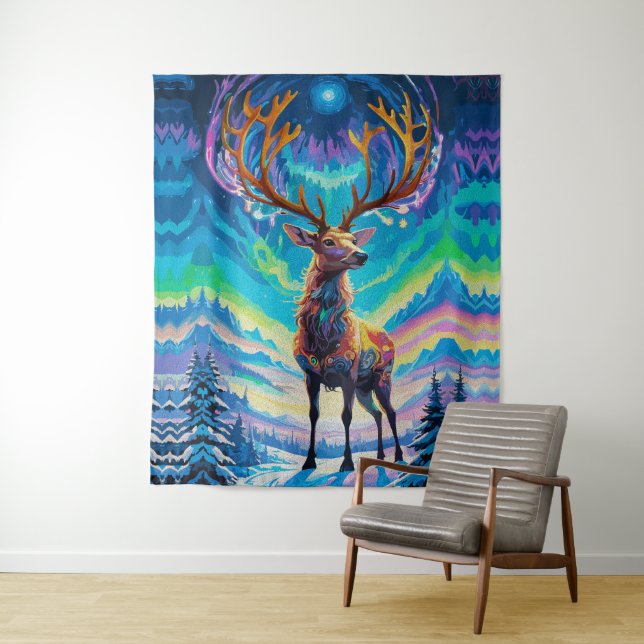 Aurora Stag: Magic in the Night Tapestry (In Situ)