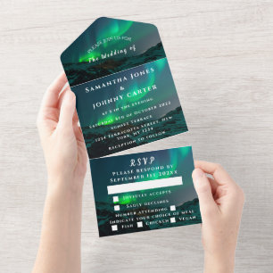 Aurora Starry Night Stars Sky Wedding All In One I All In One Invitation
