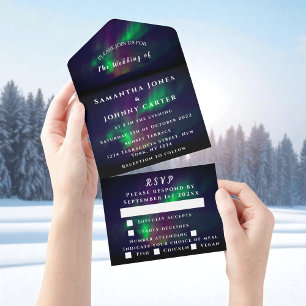 Aurora Starry Night Stars Sky Wedding All In One I All In One Invitation
