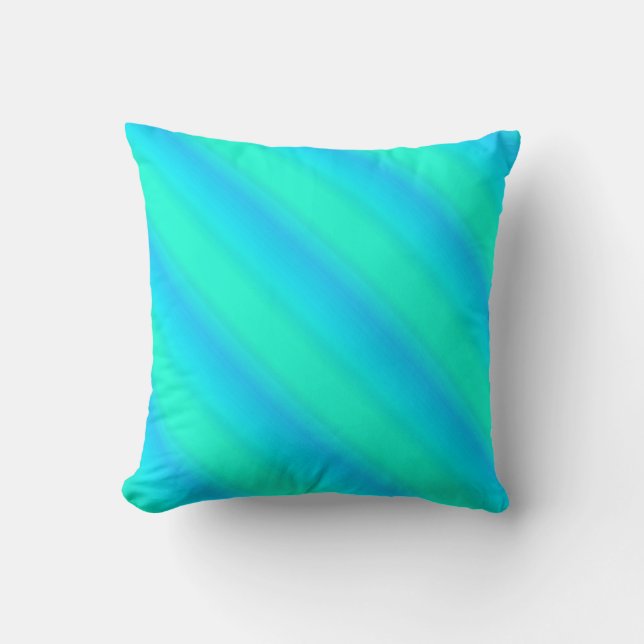 Aurora stripes - blue, aqua, turquoise throw pillow (Front)