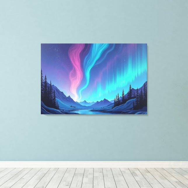 Aurora Tide – Premium 36"x24" Fluid Art Canvas Print (Insitu(Wood Floor))