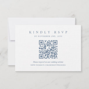[AURORA] Vintage Dusty Blue Crest Monogram Wedding RSVP Card