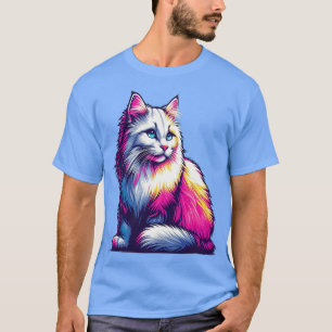 Aurora Whiskers a Cat with Northern Lights colors T-Shirt