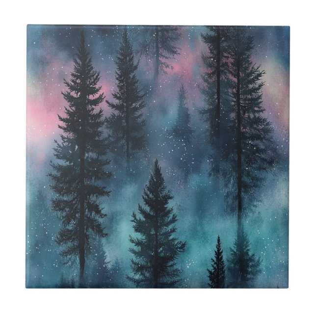 Aurora Wilderness Pattern Ceramic Tile (Front)