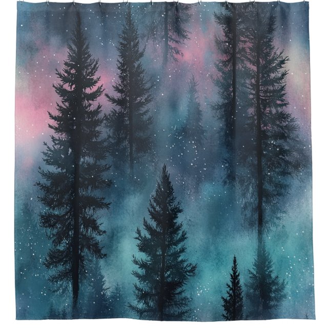 Aurora Wilderness Pattern Shower Curtain (Front)