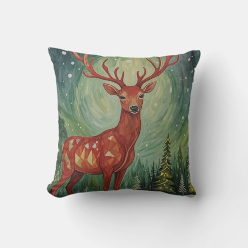Auroras Antlered Guide Throw Pillow